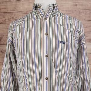 FACONNABLE STRIPED 100% COTTON BUTTON DOWN SHIRT MENS SIZE M MEDIUM